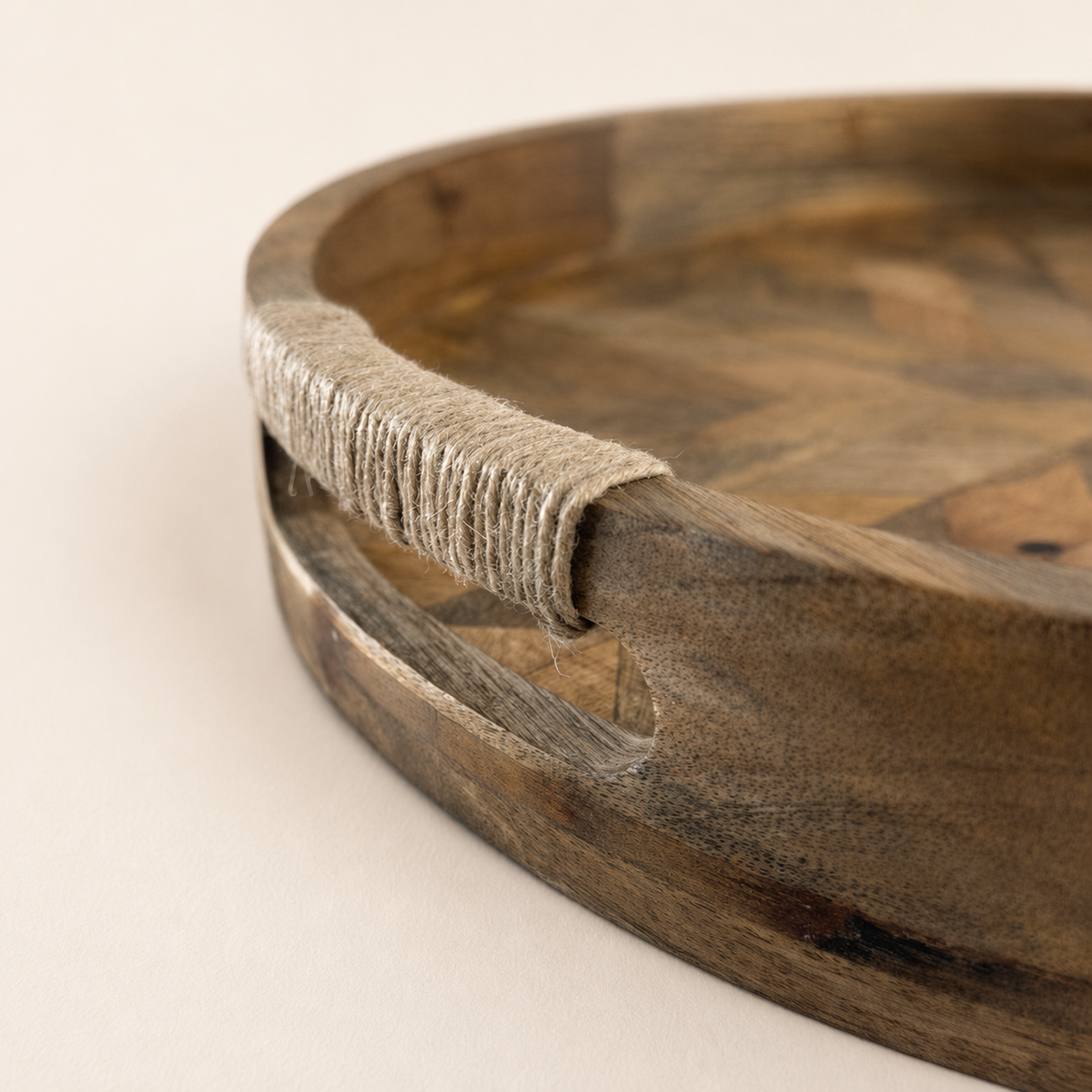 Brassvane round wooden serving tray additional view 5