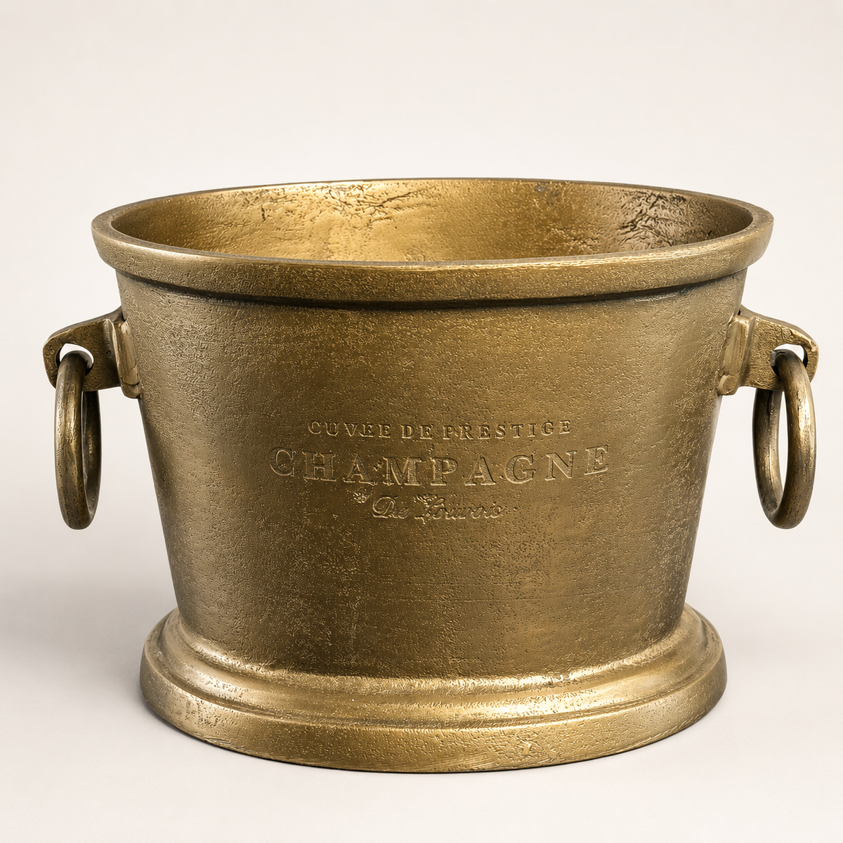 Brassvane antique brass champagne ice bucket overall view