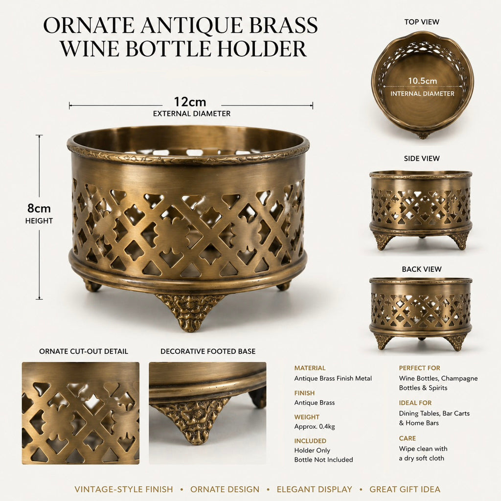 Brassvane antique brass wine bottle holder additional view 8