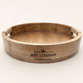 Brassvane round wooden serving tray overall view