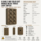 Brassvane 8 gang toggle light switch additional view 8