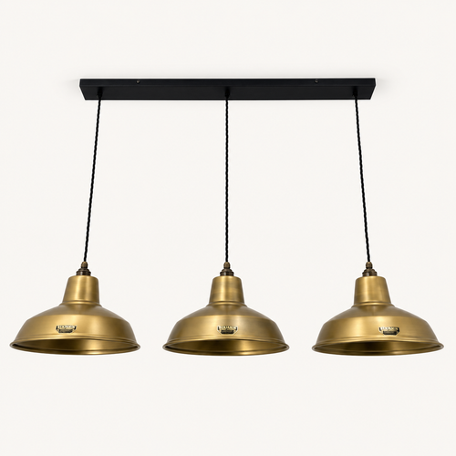 Brassvane antique brass 3 pendant track light overall view