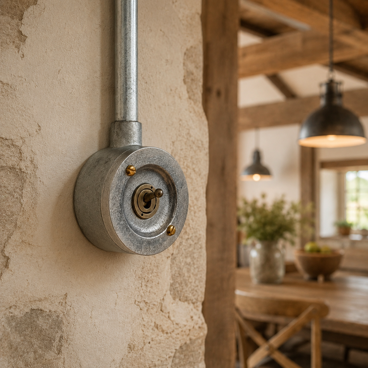 Brassvane metal conduit light switch additional view 2