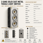 Brassvane 3 gang conduit toggle switch additional view 3