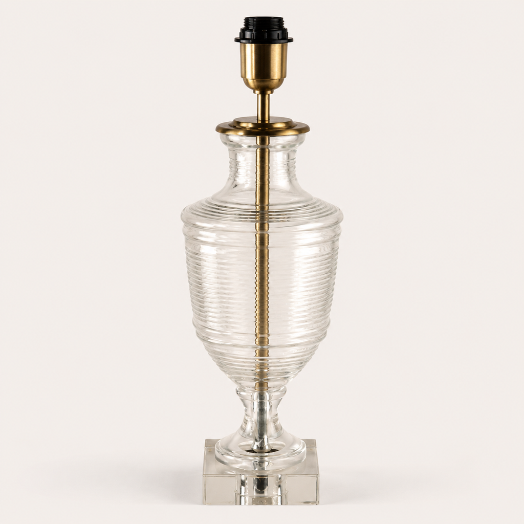 Brassvane ribbed glass urn table lamp overall view