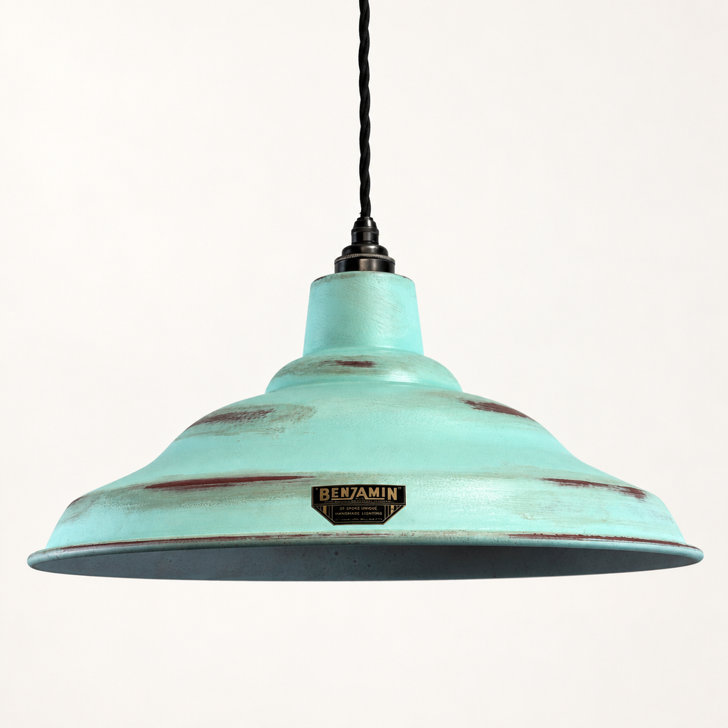 Brassvane copper verdigris pendant light overall view