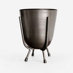 Brassvane pewter gray plant pot with stand additional view 4