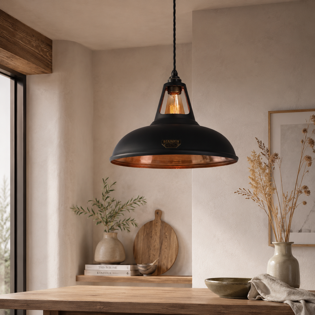 Brassvane matt black and copper pendant light additional view 2