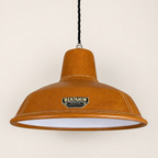 Brassvane tan leather RLM pendant light overall view