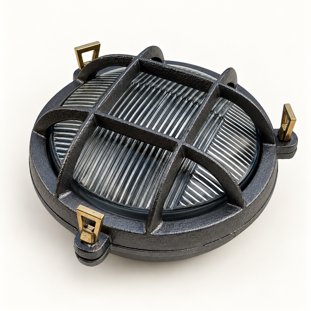 Brassvane caged pewter bulkhead light additional view 9