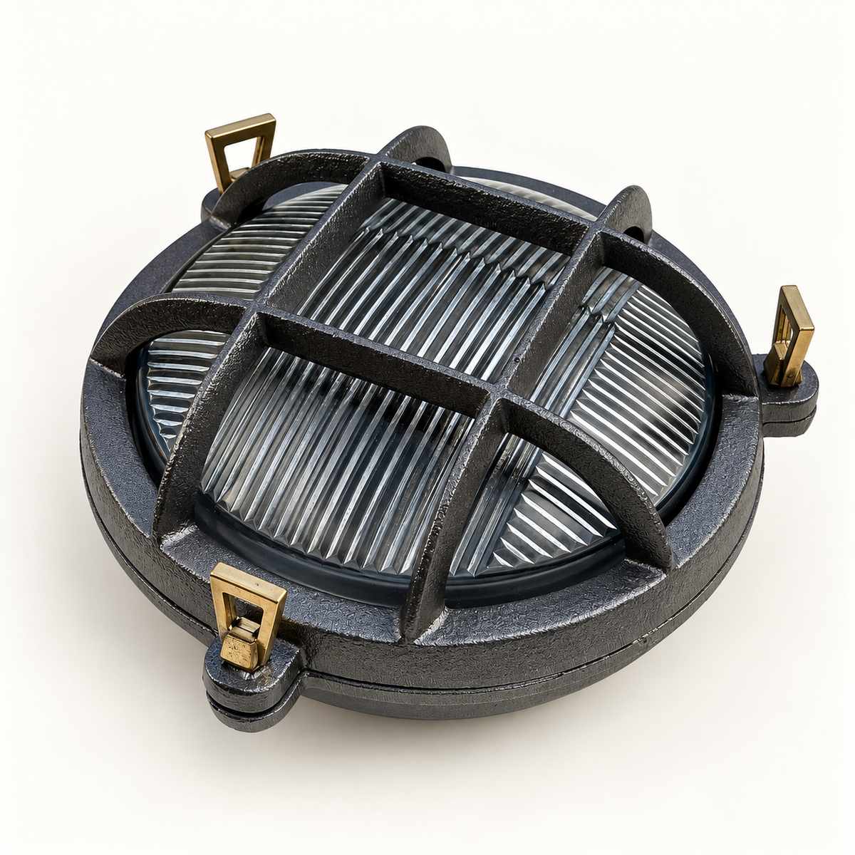 Brassvane caged pewter bulkhead light additional view 9