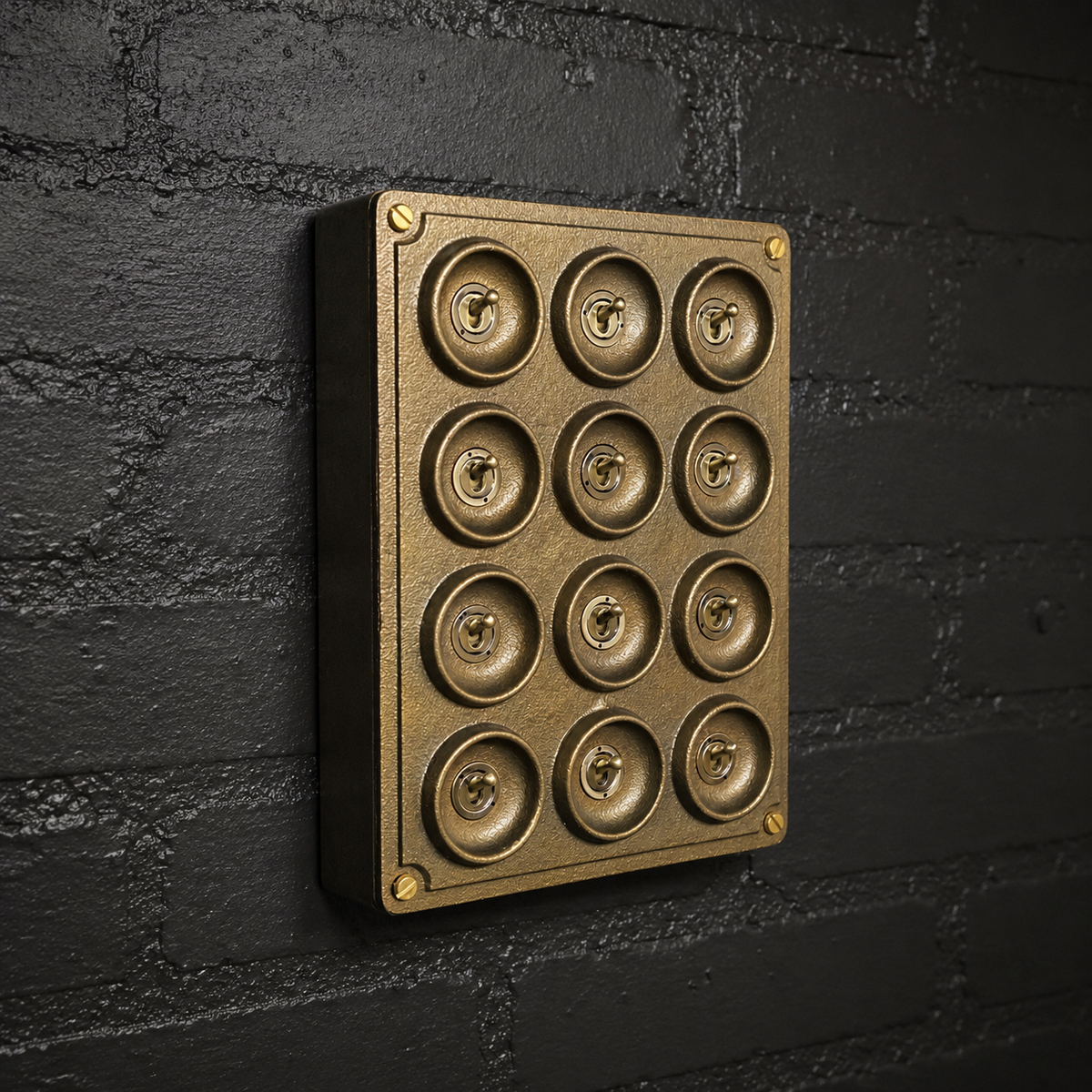 Brassvane 12 gang toggle light switch additional view 3