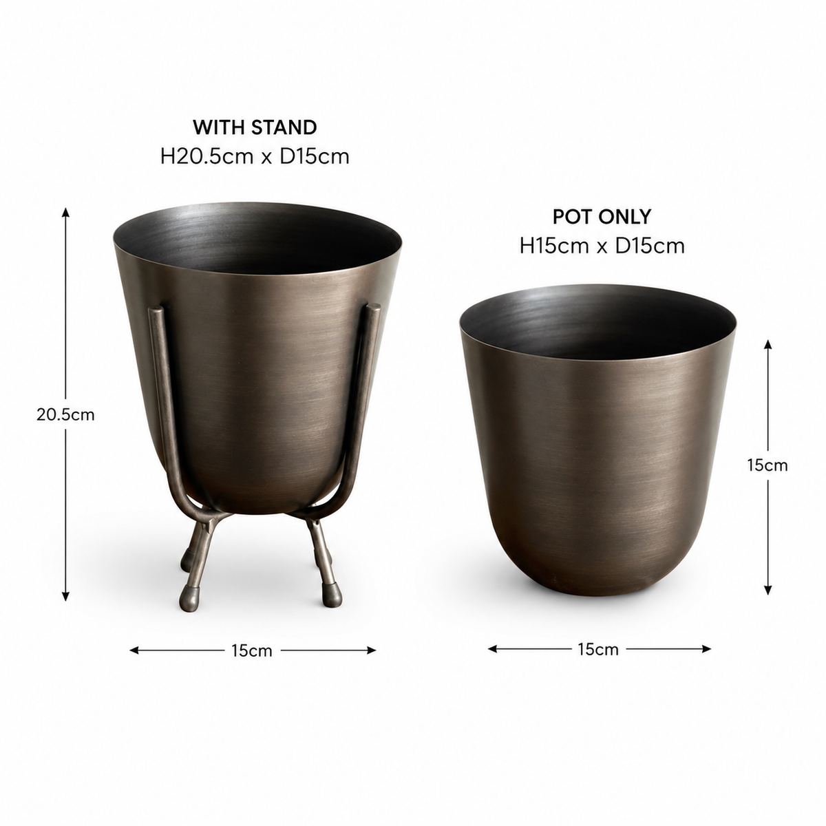 Brassvane pewter gray plant pot with stand additional view 5