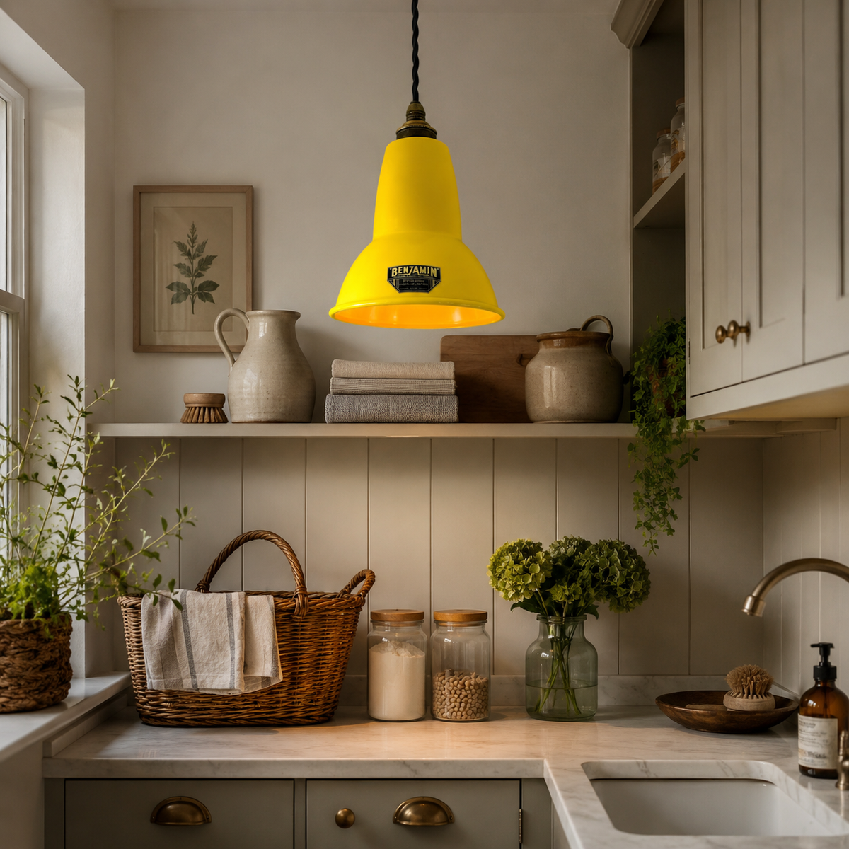 Brassvane yellow enamel pendant light additional view 3