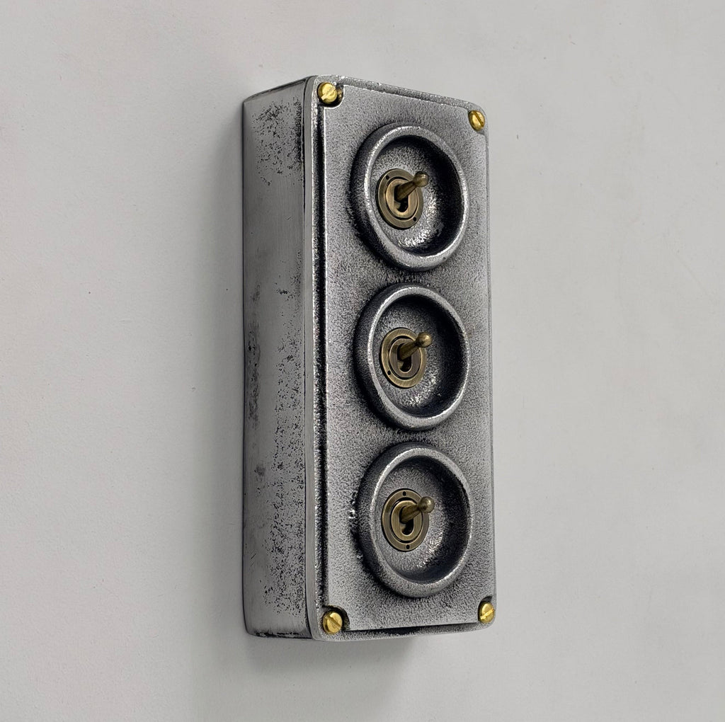 Brassvane 3 gang conduit toggle switch overall view
