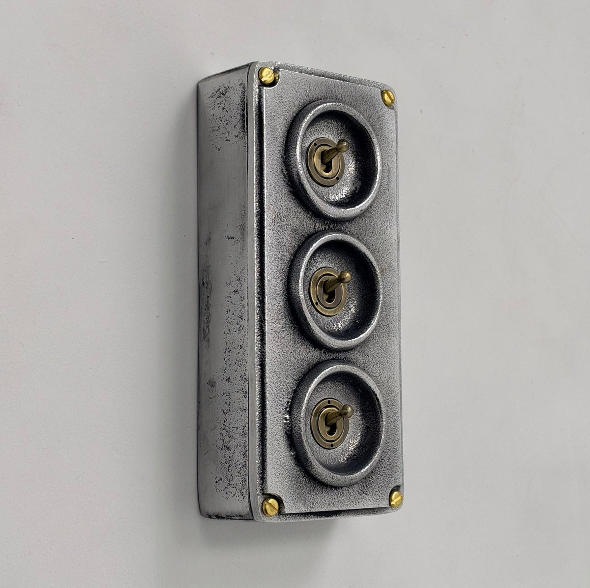 Brassvane 3 gang conduit toggle switch overall view