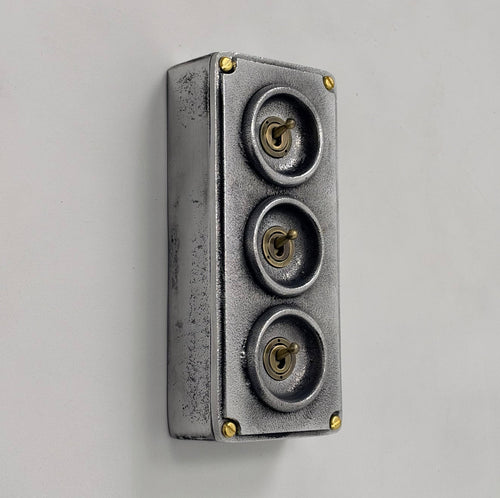 Brassvane 3 gang conduit toggle switch overall view