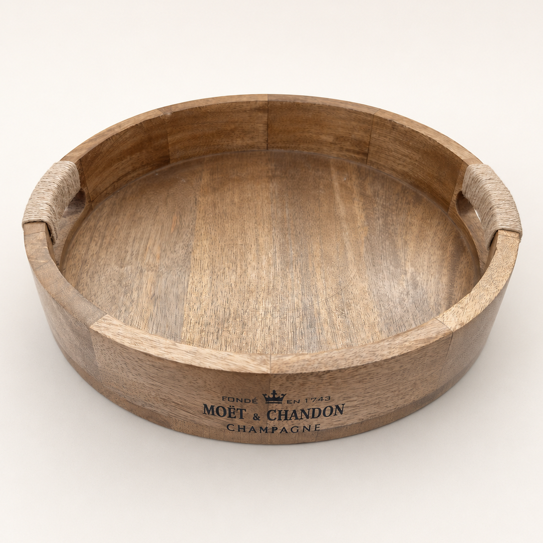 Brassvane round wooden serving tray additional view 2