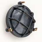 Brassvane caged pewter bulkhead light additional view 4