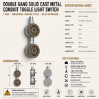 Brassvane double gang conduit light switch additional view 8