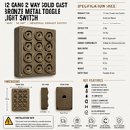 Brassvane 12 gang toggle light switch additional view 5