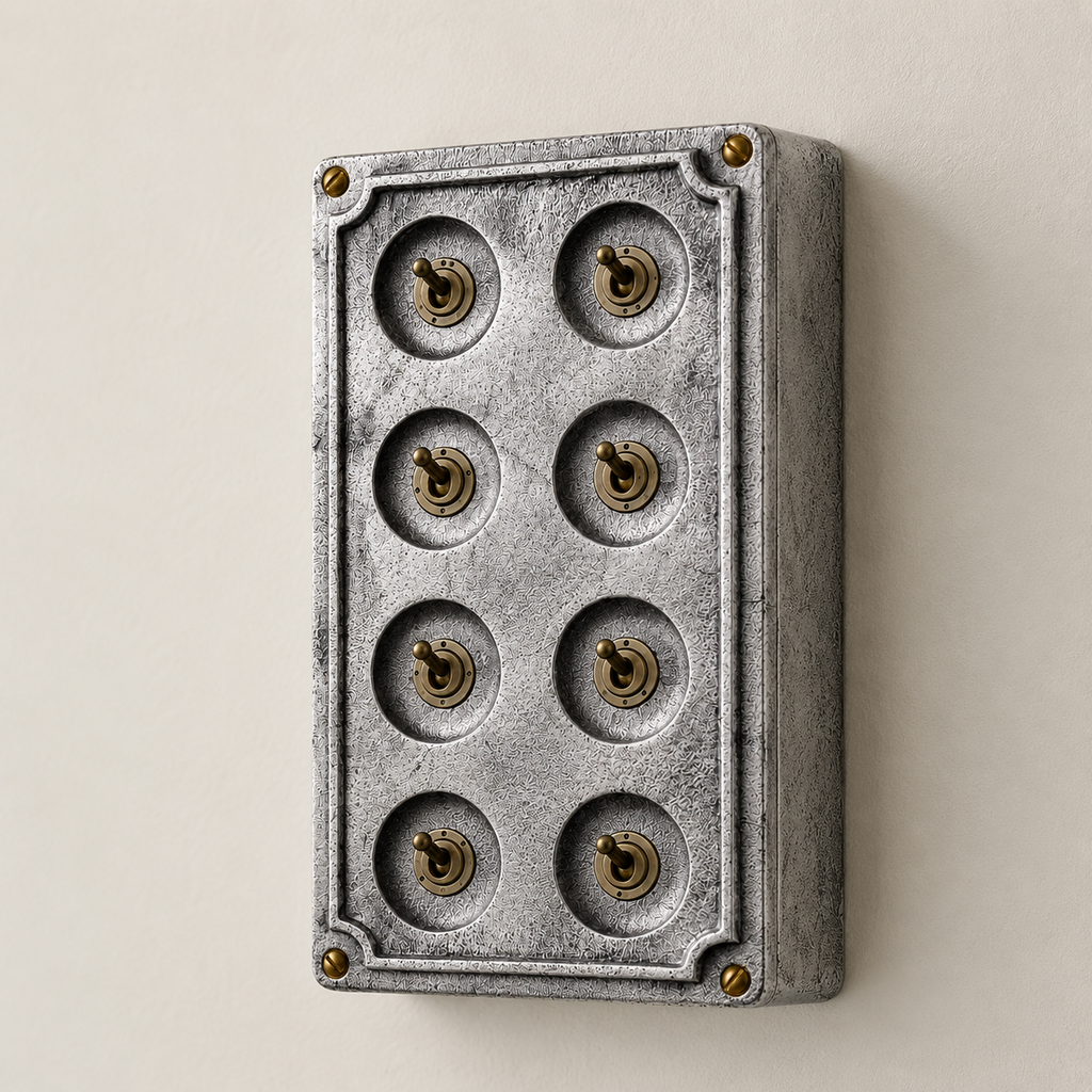 Brassvane 8 gang conduit light switch additional view 4