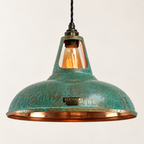Brassvane copper verdigris pendant light overall view