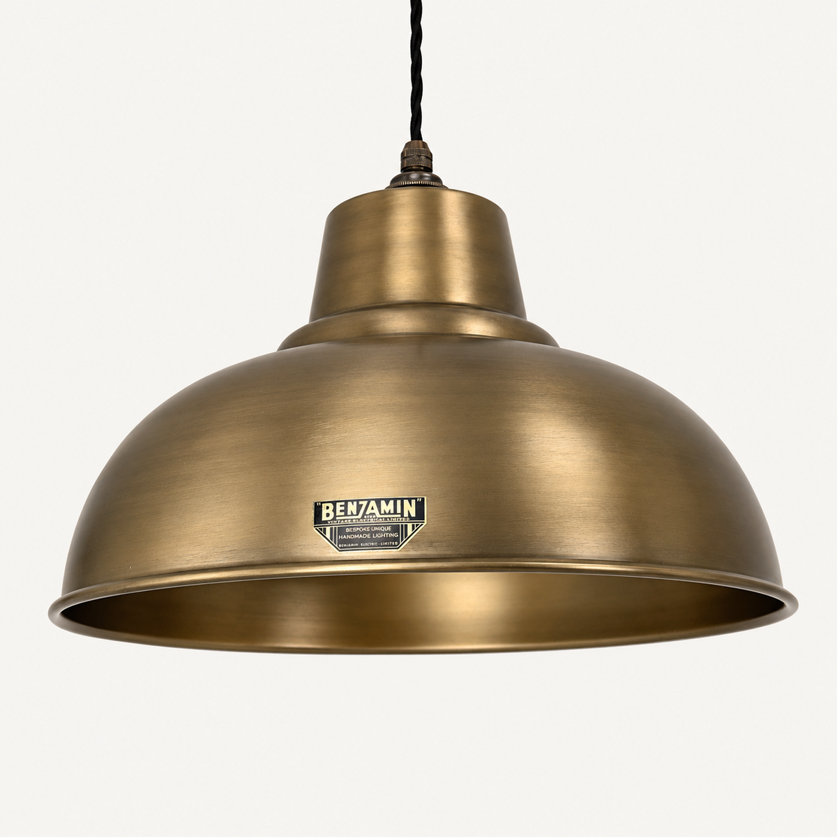Brassvane antique brass dome pendant light overall view