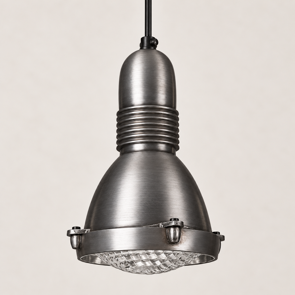 Brassvane pewter gray textured glass pendant light additional view 2