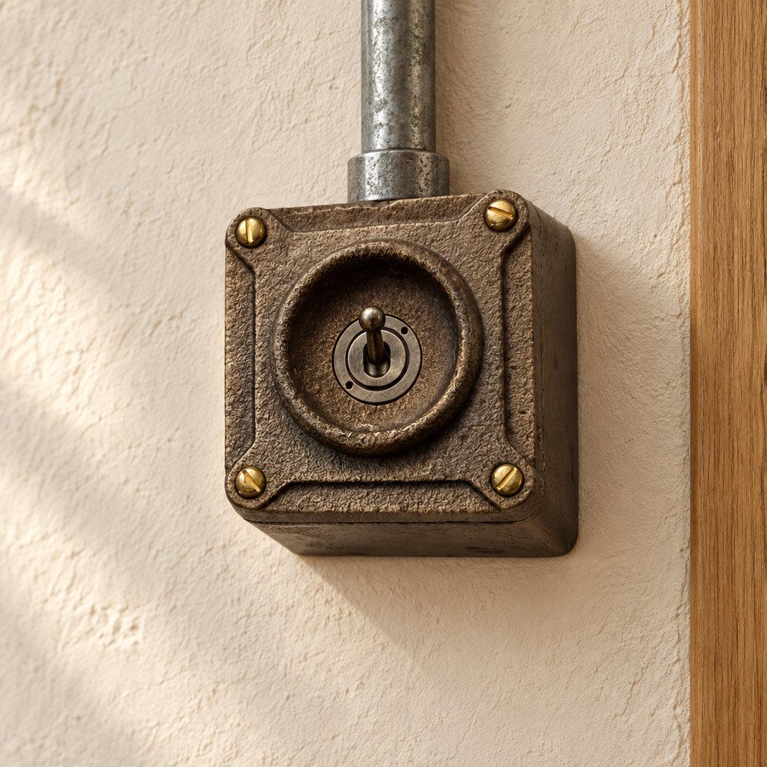 Brassvane antique brass conduit toggle switch additional view 9