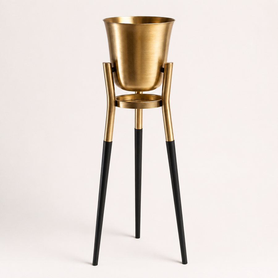 Brassvane antique brass rocket champagne cooler overall view