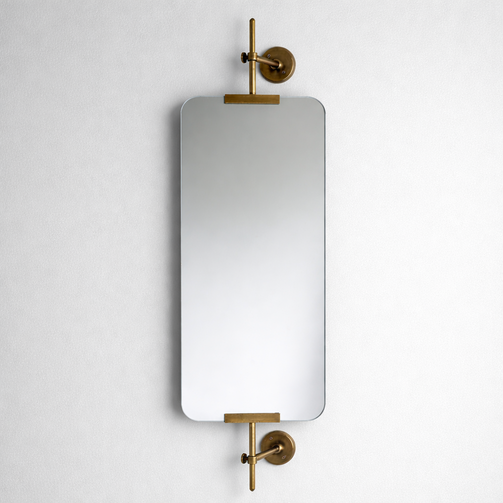 Brassvane antique brass wall mirror overall view