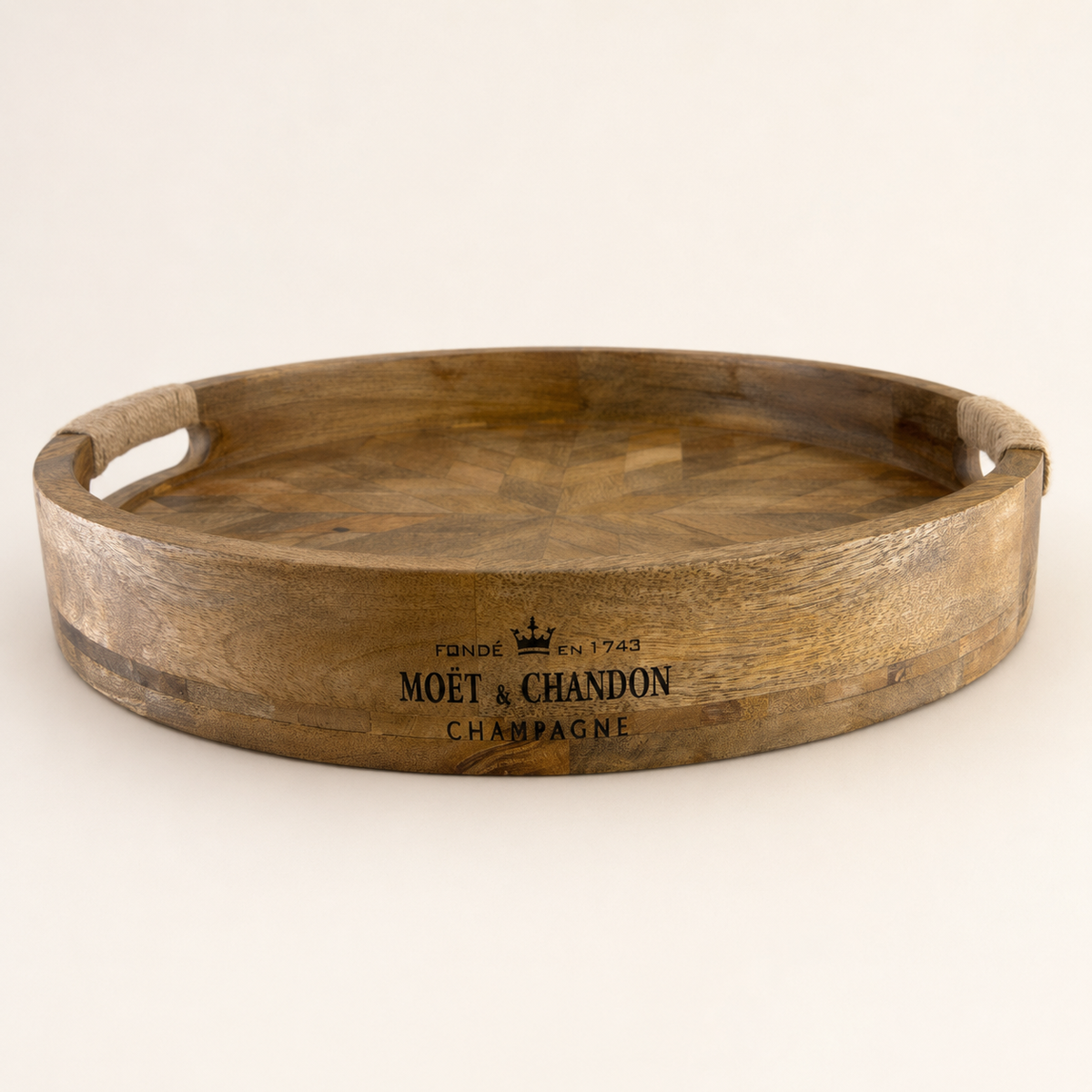 Brassvane round wooden serving tray additional view 4