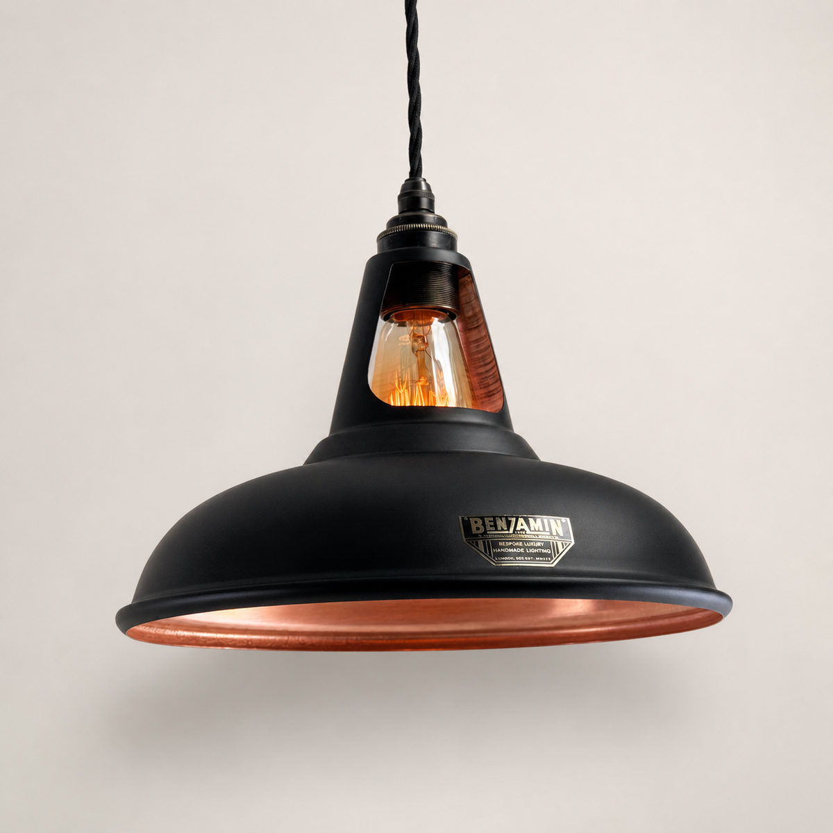 Brassvane matt black and copper pendant light additional view 3