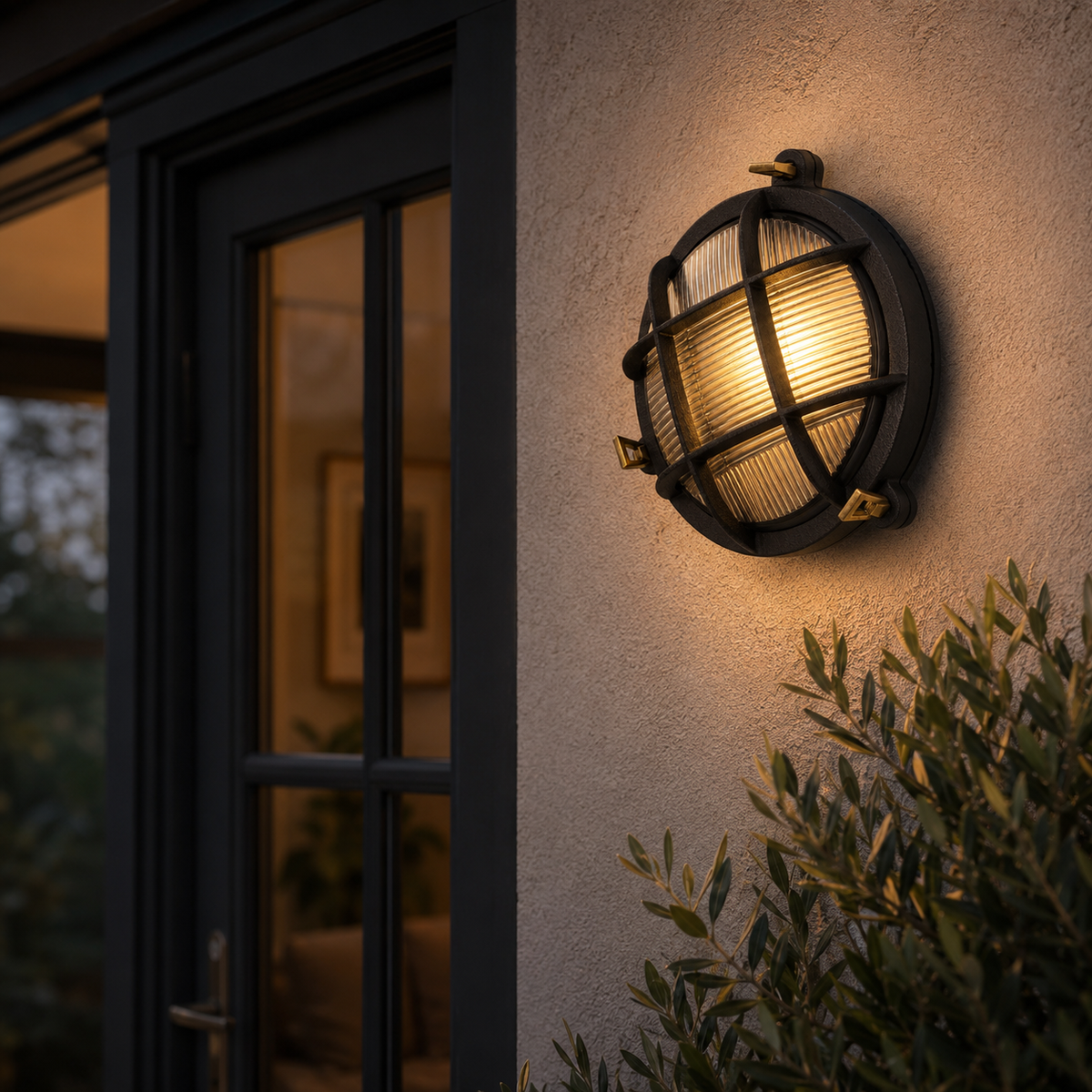 Brassvane caged pewter bulkhead light additional view 8