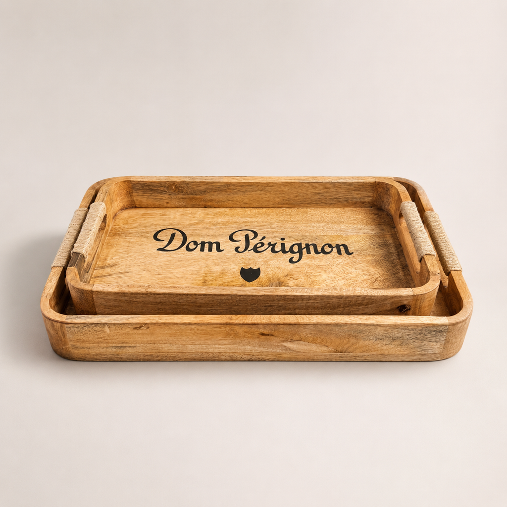 Brassvane wooden butler tray set overall view