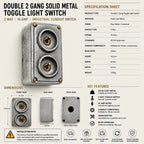 Brassvane double gang toggle light switch additional view 7