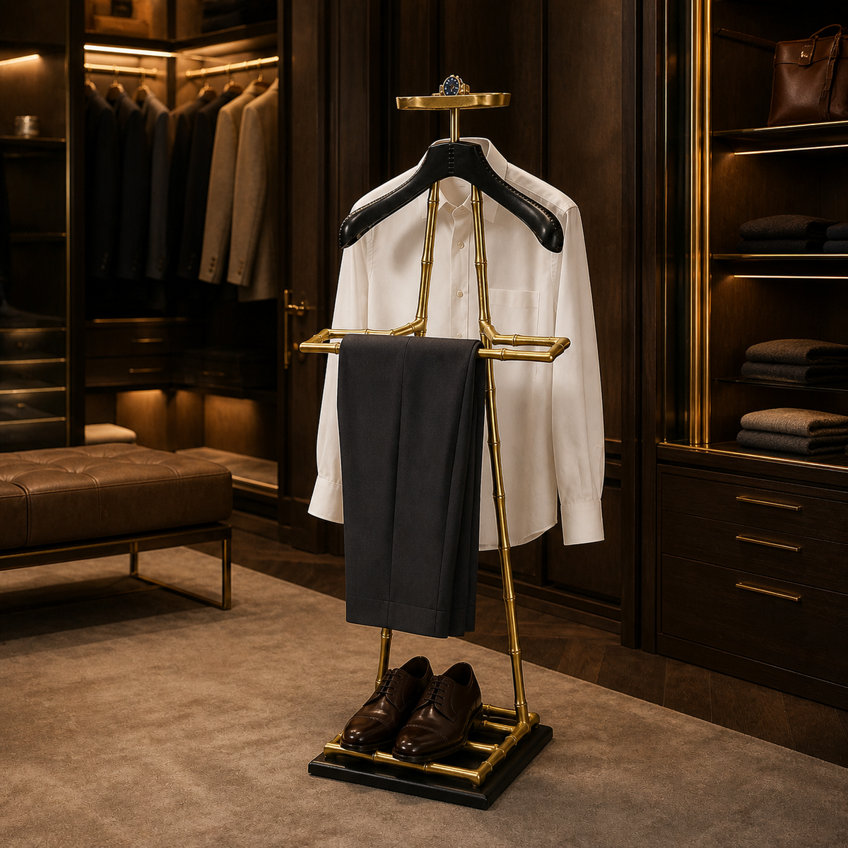 Brassvane brass valet suit stand additional view 5