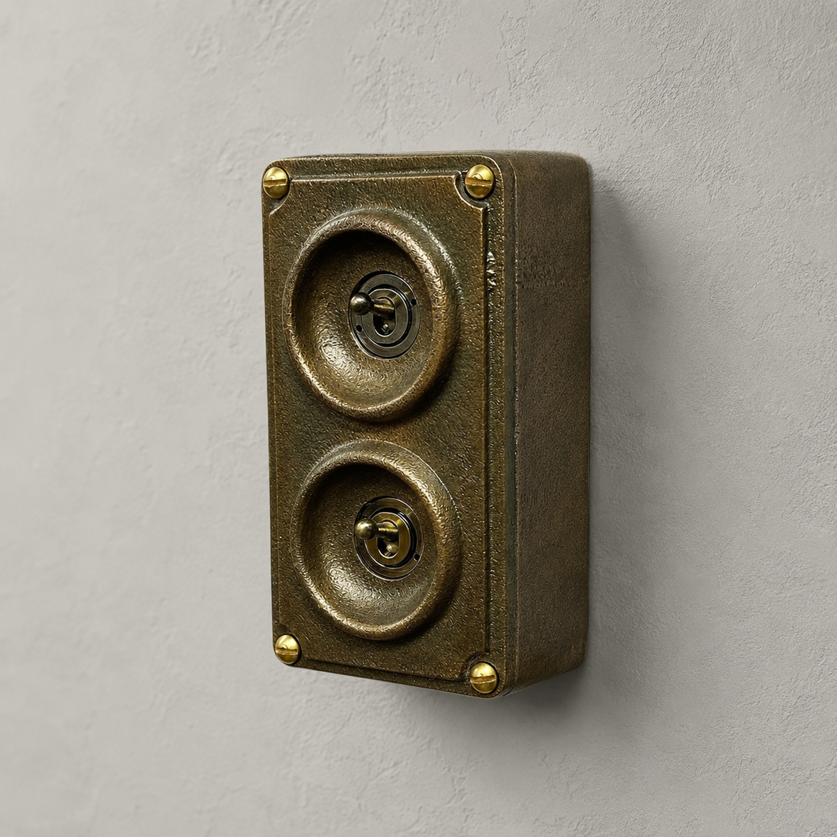 Brassvane antique brass conduit light switch overall view