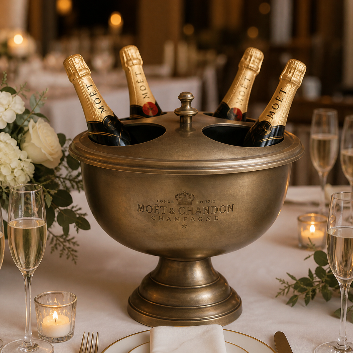Brassvane antique brass 4 bottle ice bucket additional view 2