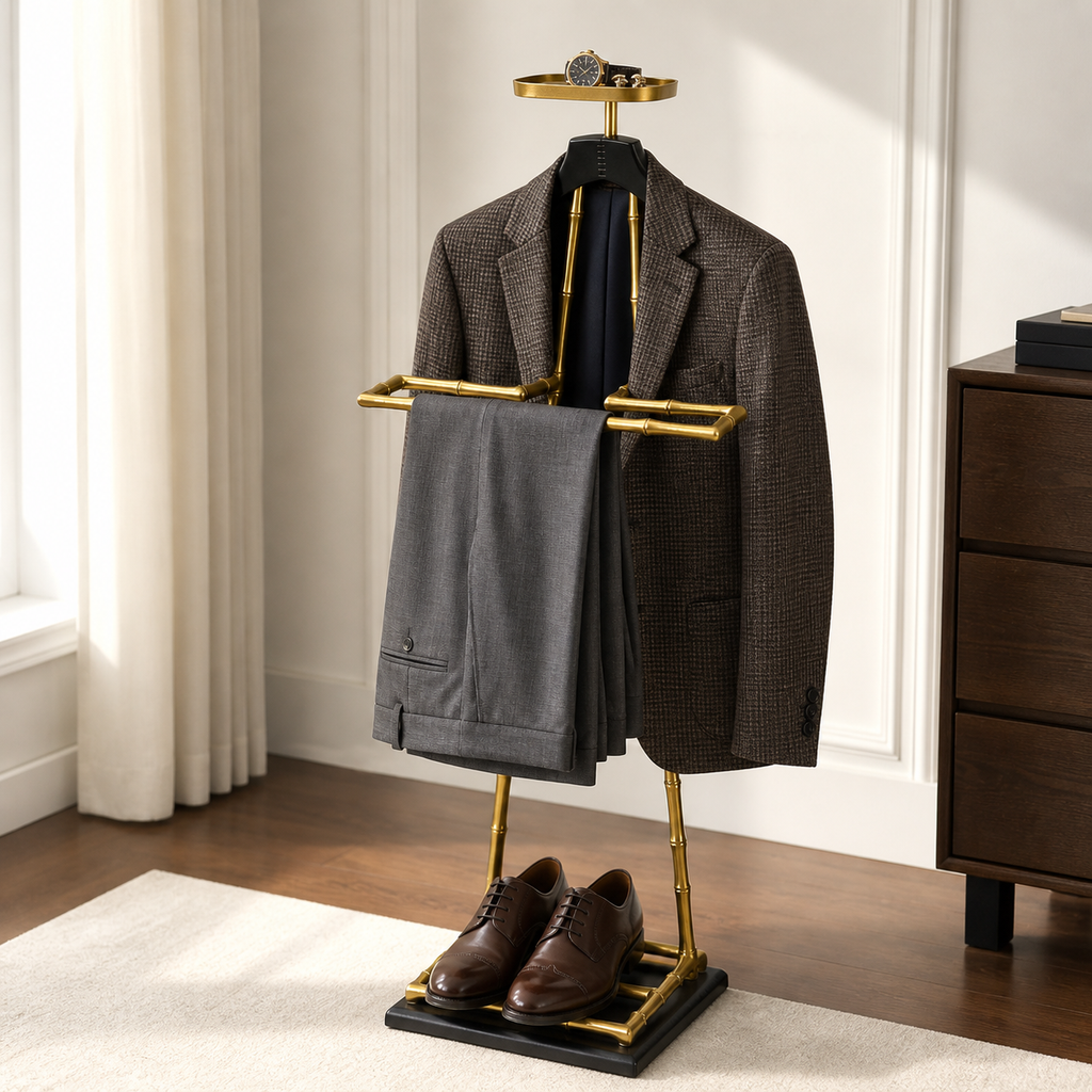 Brassvane brass valet suit stand additional view 2