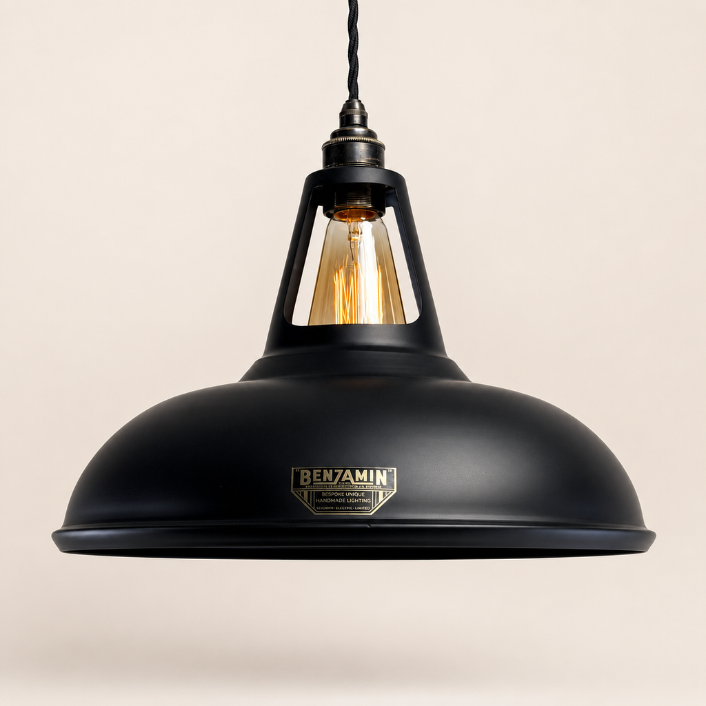 Brassvane matt black pendant light overall view