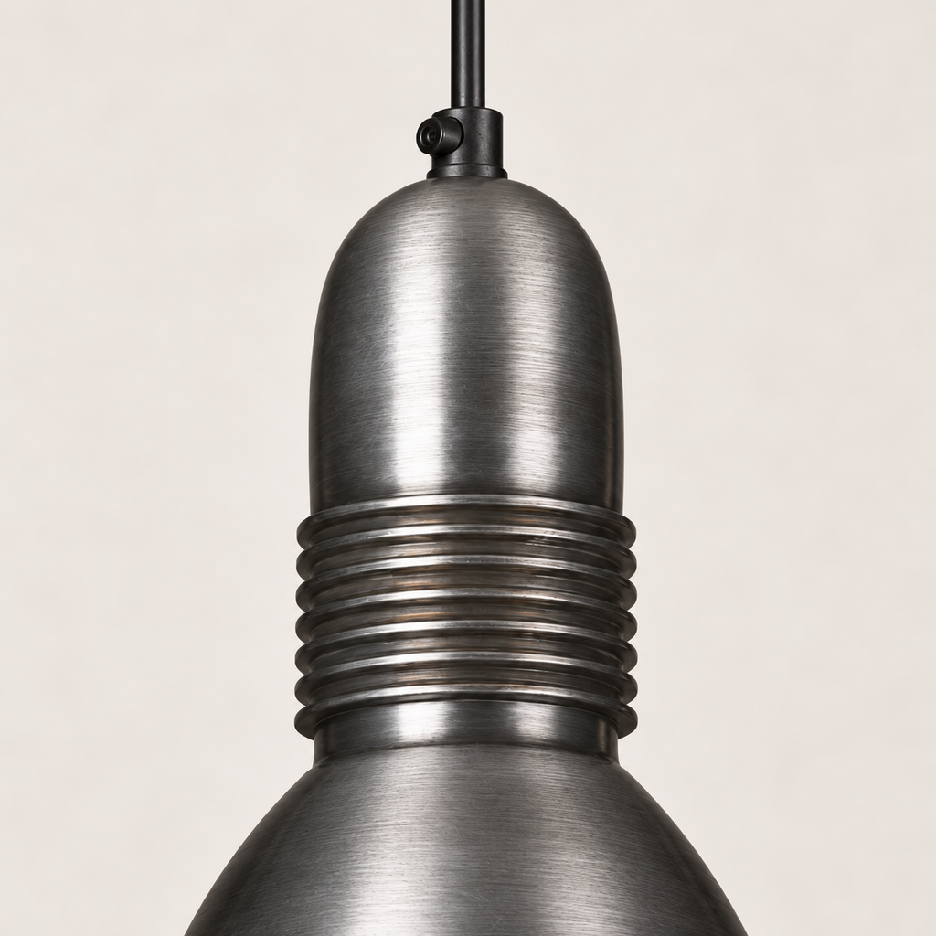 Brassvane pewter gray textured glass pendant light additional view 3