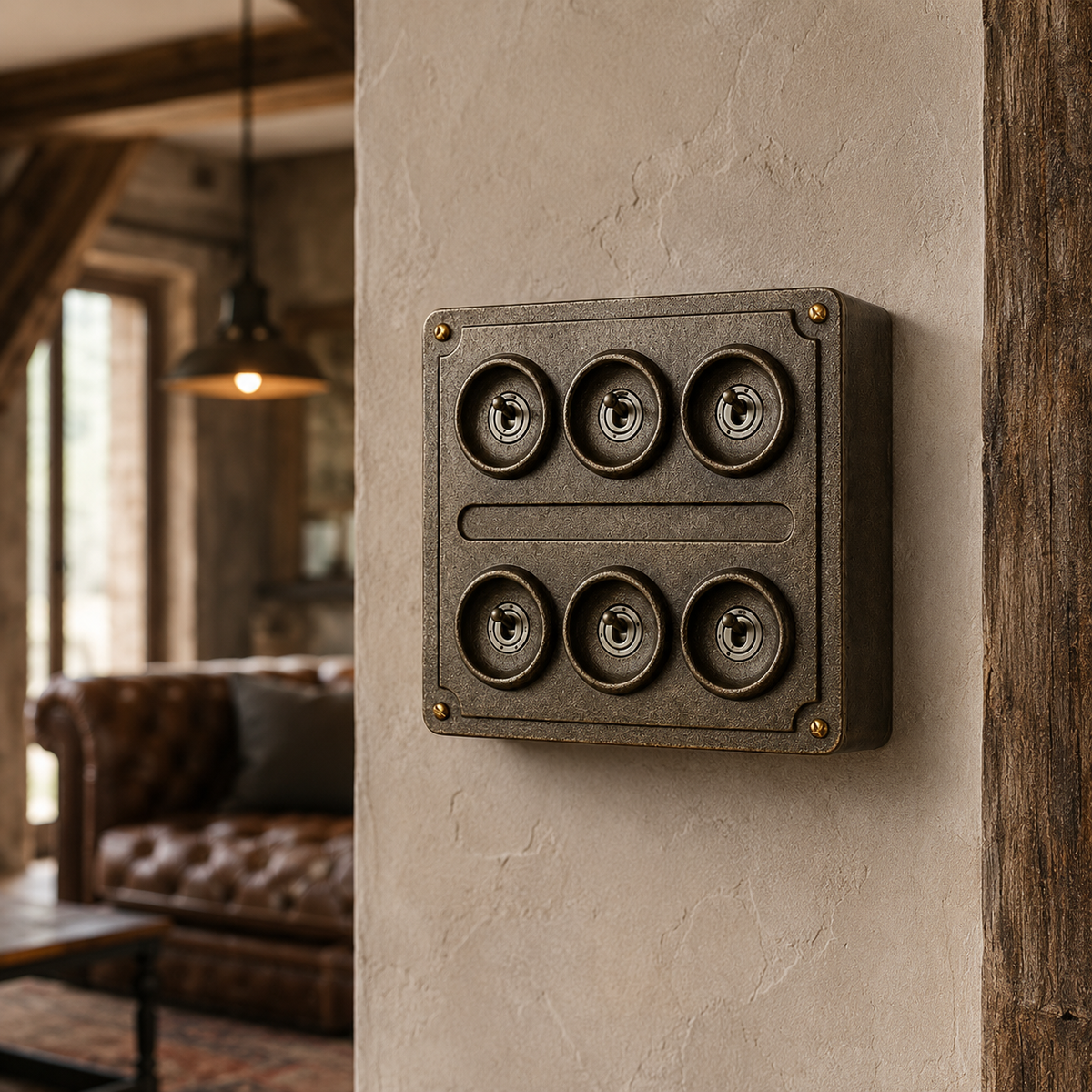 Brassvane 6 gang toggle light switch additional view 2