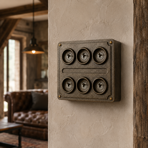 Brassvane 6 gang toggle light switch additional view 2