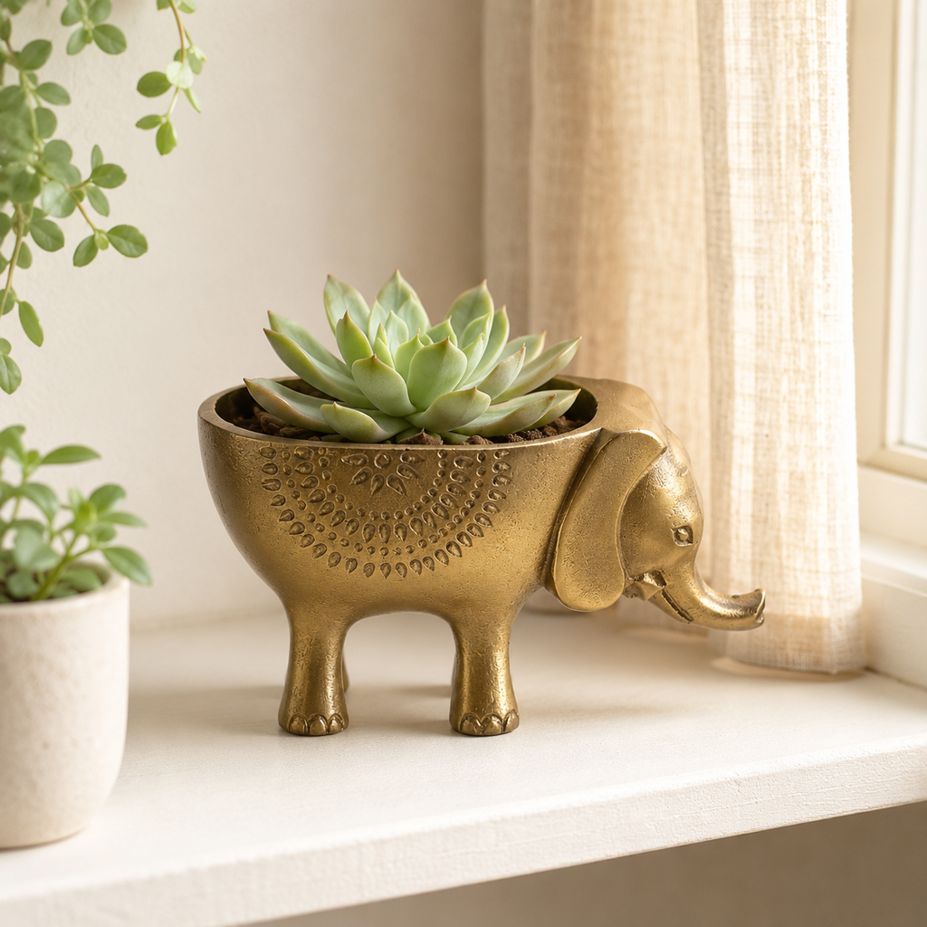 Brassvane brass elephant planter additional view 4