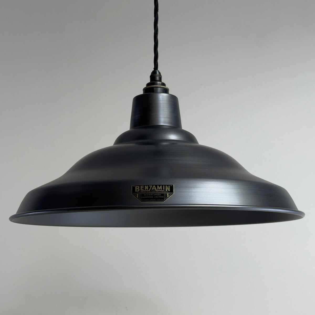 Brassvane pewter factory pendant light overall view