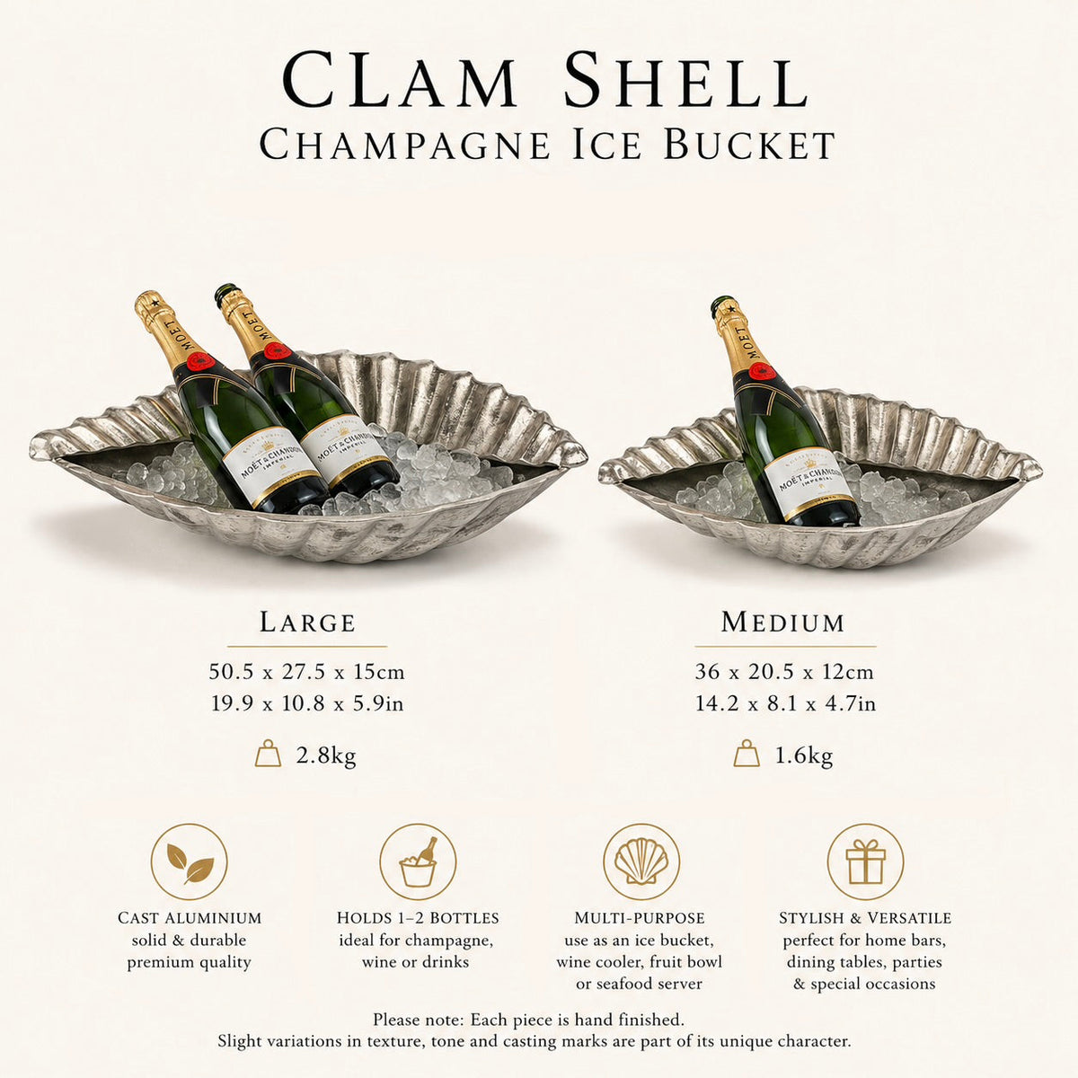 Brassvane clam shell champagne ice bucket additional view 11