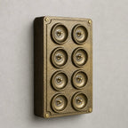 Brassvane 8 gang toggle light switch overall view