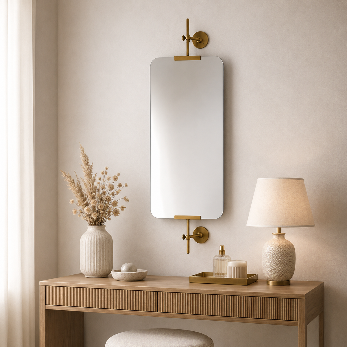 Brassvane antique brass wall mirror additional view 2